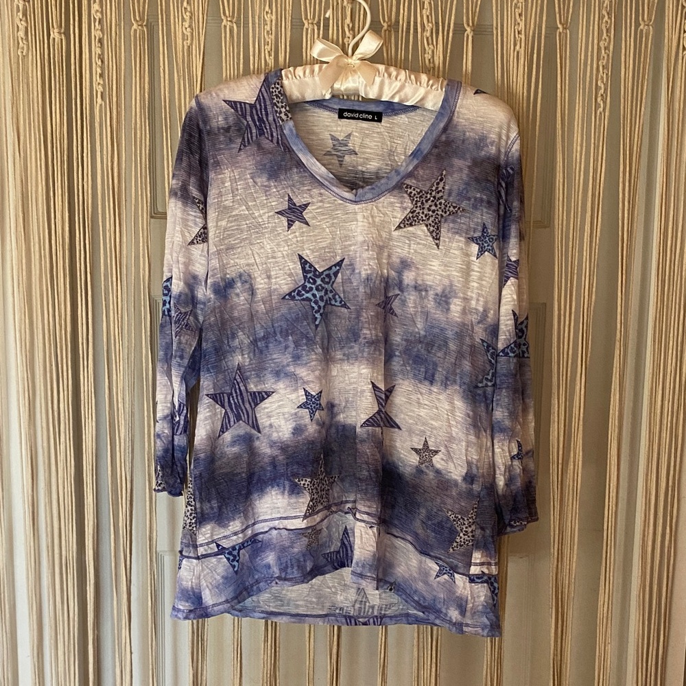 David Cline Purple Star Print Tunic